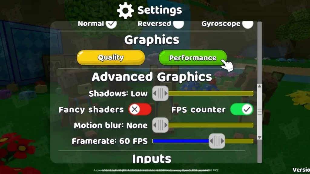 Performance Settings of Super Bear Adventure Game